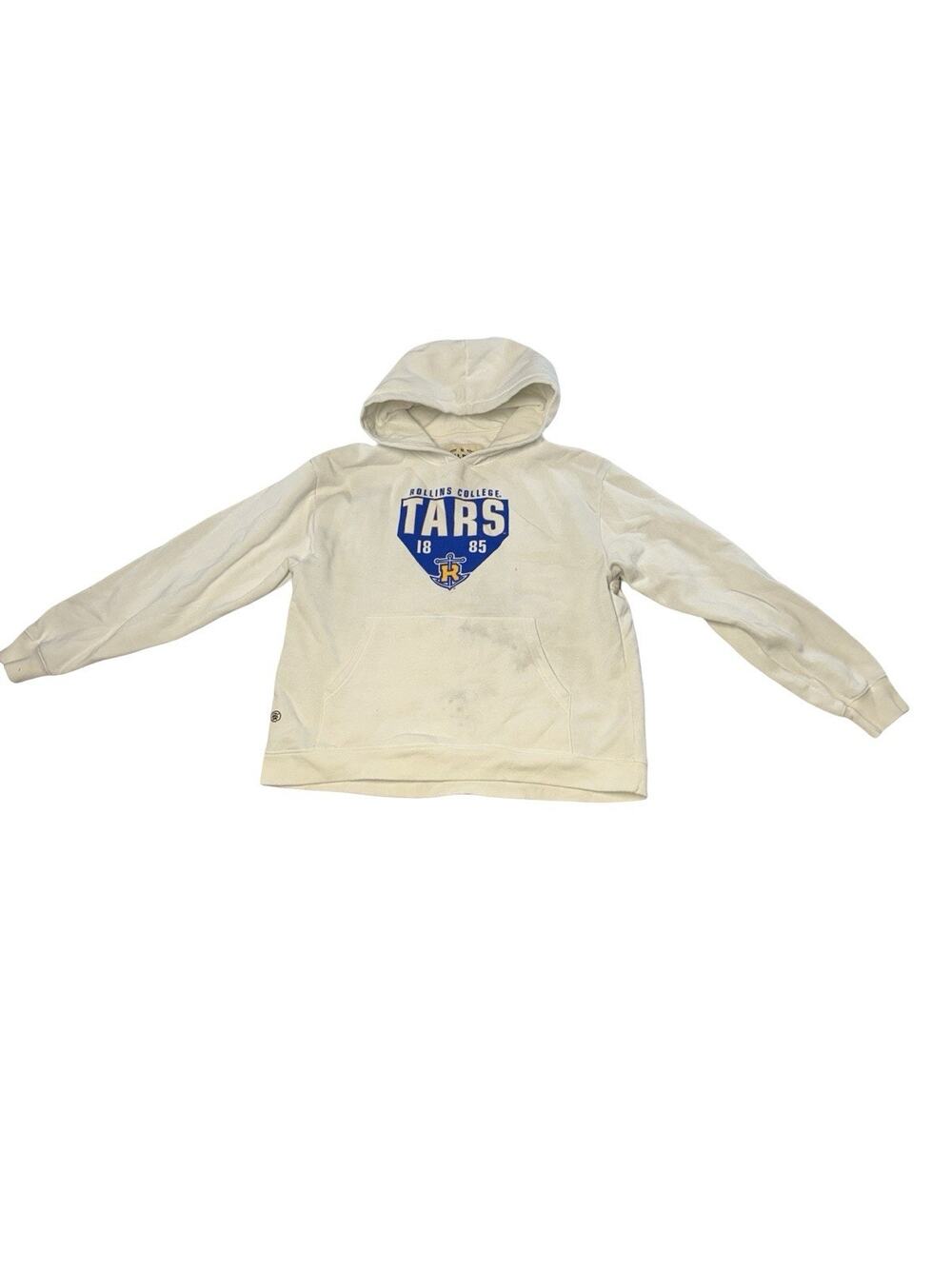 Rollins College Tars Fall Rush Men’s Medium White Hoodie Sweatshirt Stained